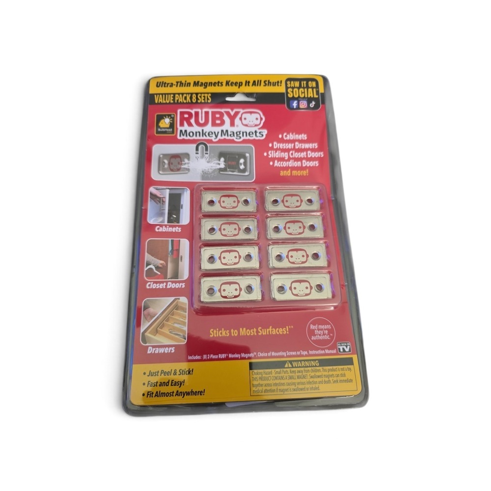 Bulbhead RUBY Monkey Magnets Ultra-Thin Magnetic Plates 8 Sets Value Pack 16562